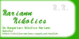 mariann nikolics business card